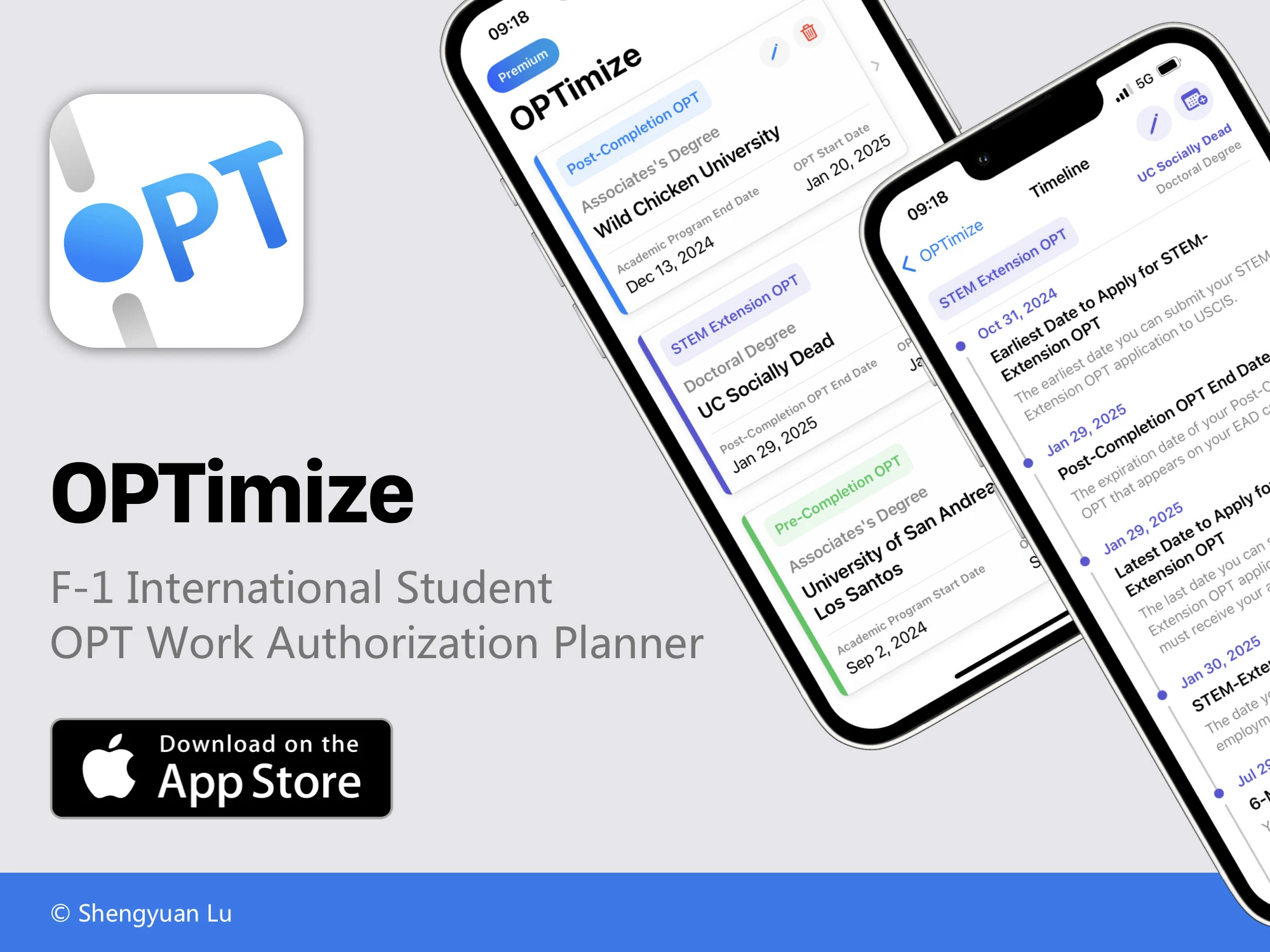 OPTimize on iPhone, an OPT work authorization planner for F-1 international students