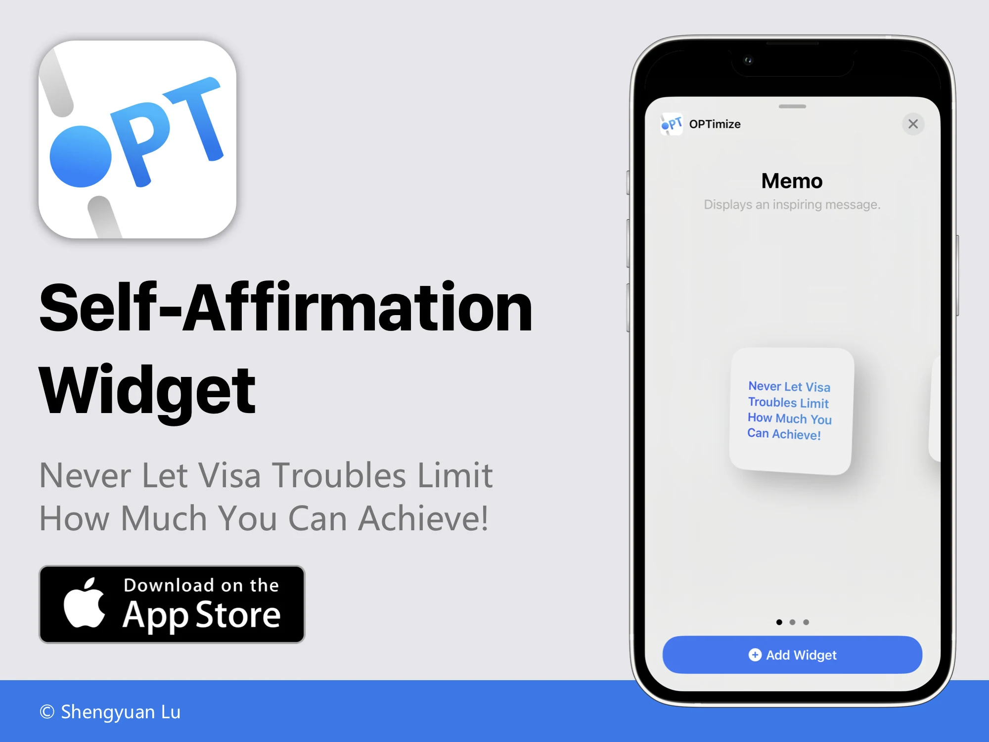 OPTimize self-affirmation home screen widget