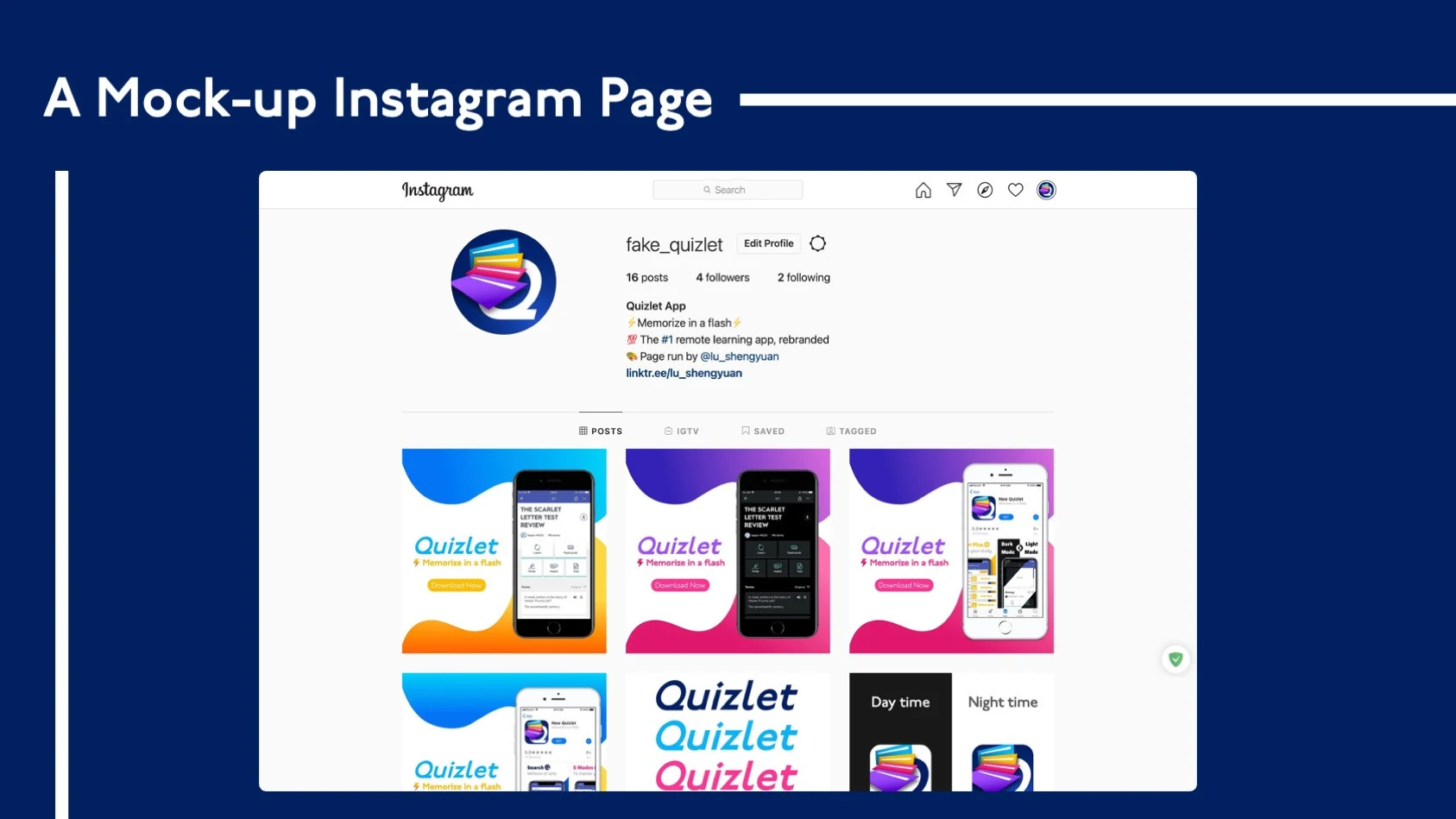 The Problem slide: the original Quizlet logo lacks character, is not engaging, and has little variation