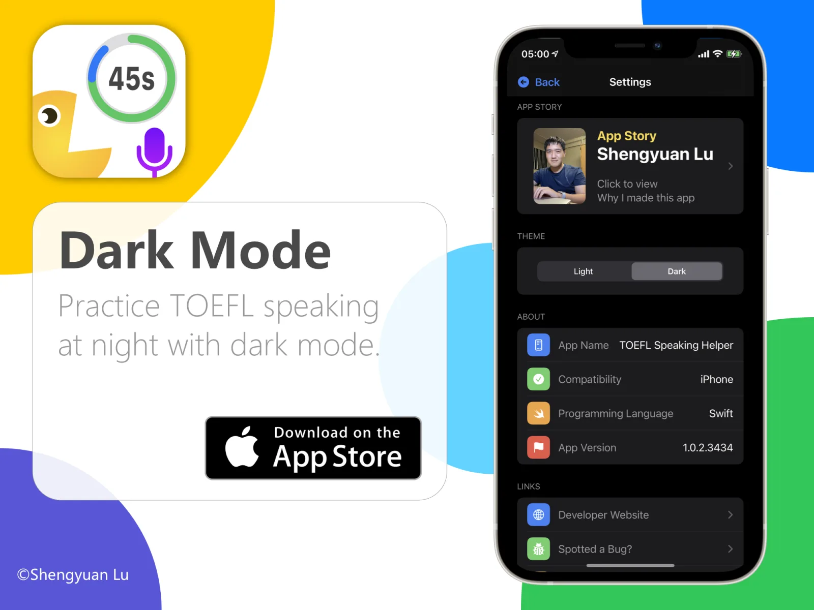 TOEFL Speaking Helper in dark mode