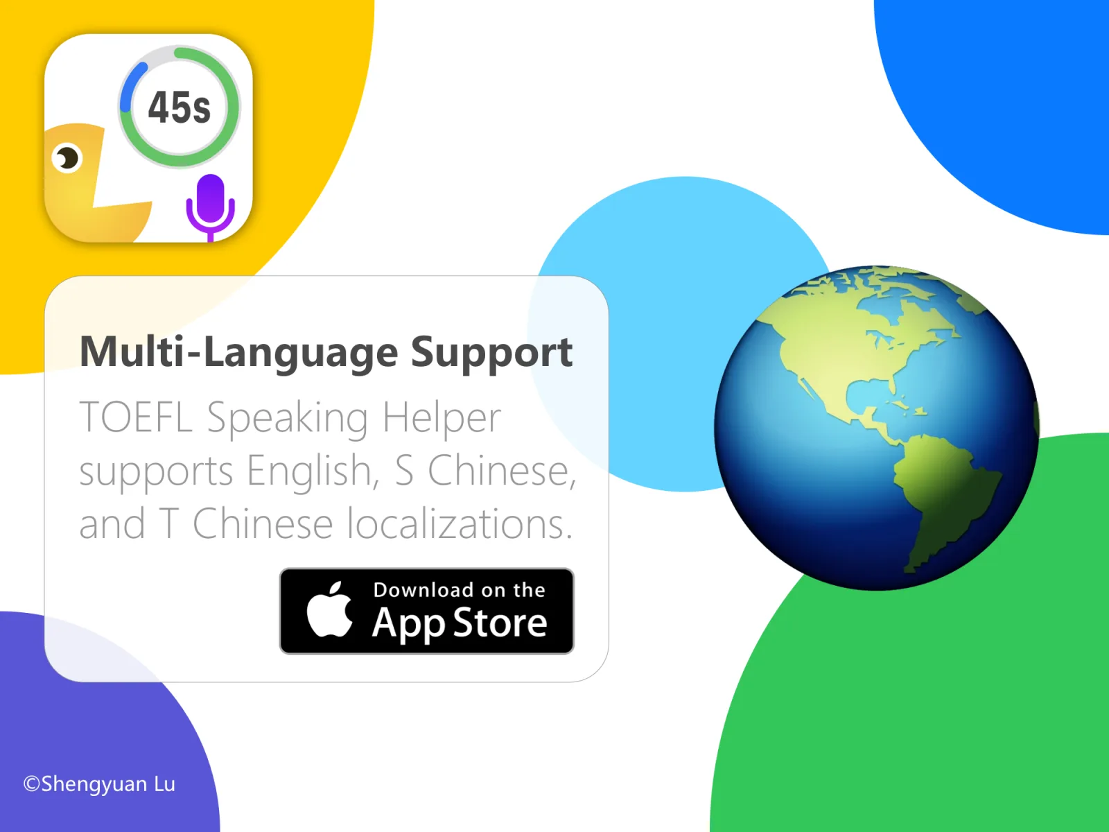 TOEFL Speaking Helper in English, Simplified Chinese, and Traditional Chinese