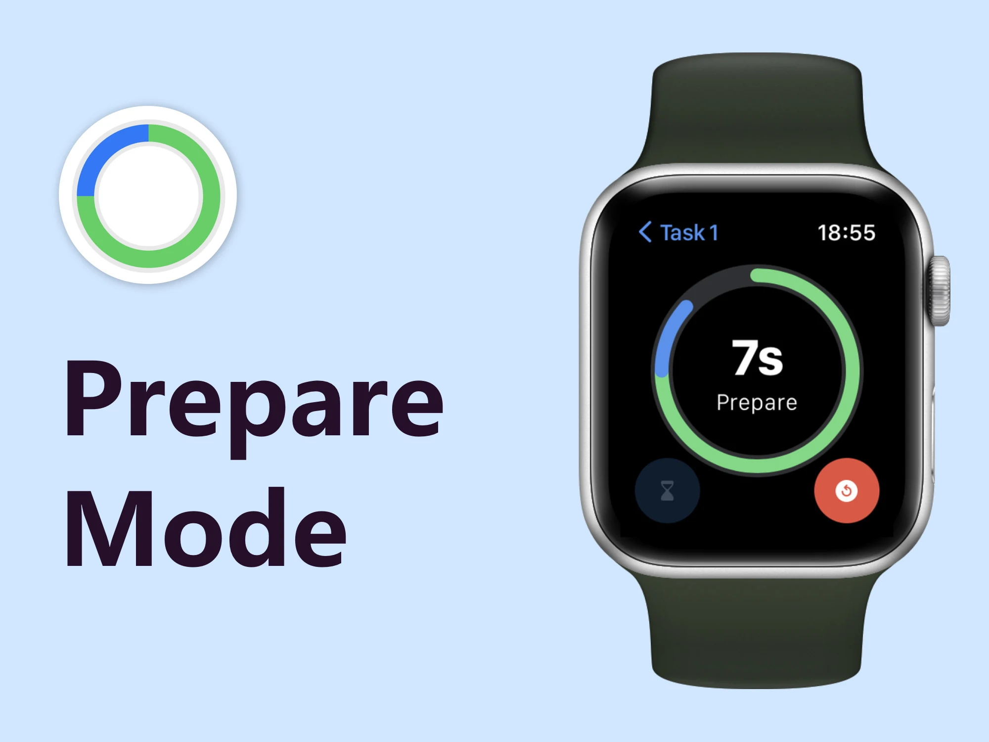 TOEFL Speaking Timer prepare mode counting down on Apple Watch