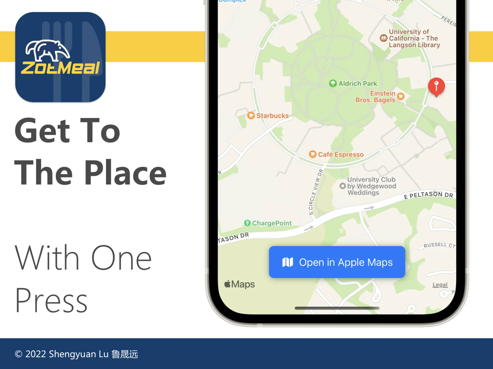 ZotMeal dining hall location shown on a map