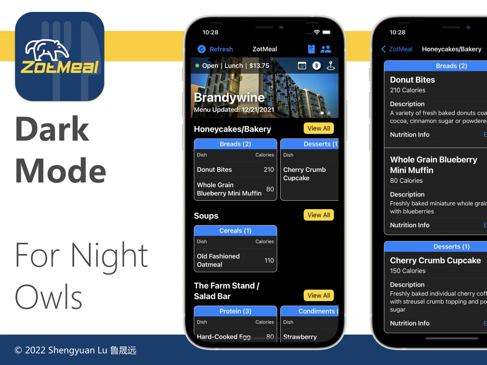 ZotMeal in dark mode